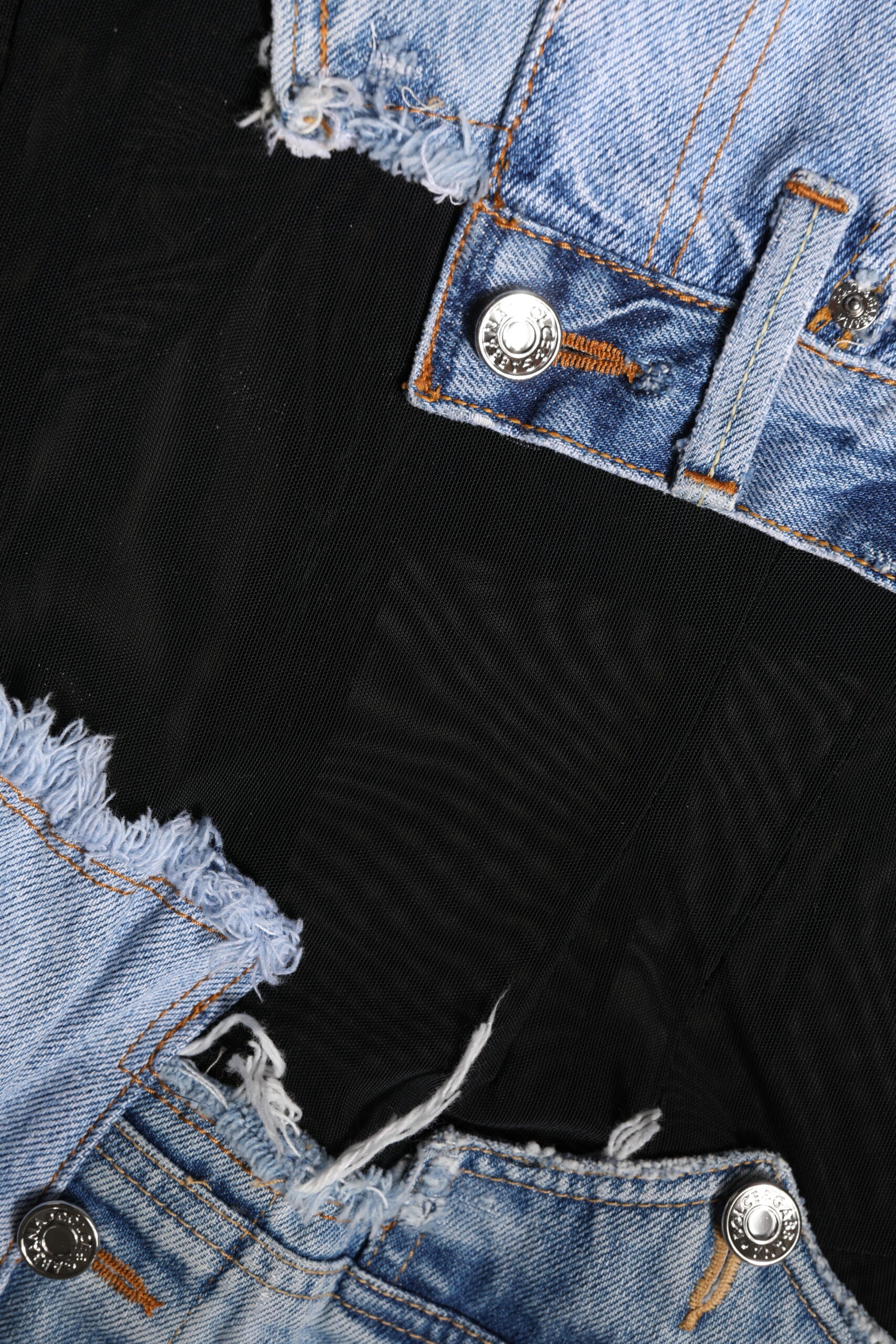 Mini-robe en jean sans manches noire et bleue Dolce & Gabbana