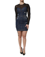 Mini-robe en jean à manches longues Dolce & Gabbana noir et bleu