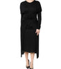 Dolce &amp; Gabbana Black Wool Long Sleeves Sheath Midi Dress