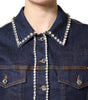 Dolce & Gabbana Blue Denim Cotton Crystal Embellished Jacket