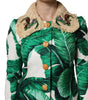 Dolce & Gabbana Multicolor Leaf Print Embellished Trenchcoat Jacket
