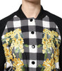 Dolce & Gabbana Black White Check Floral Button Down Jacket