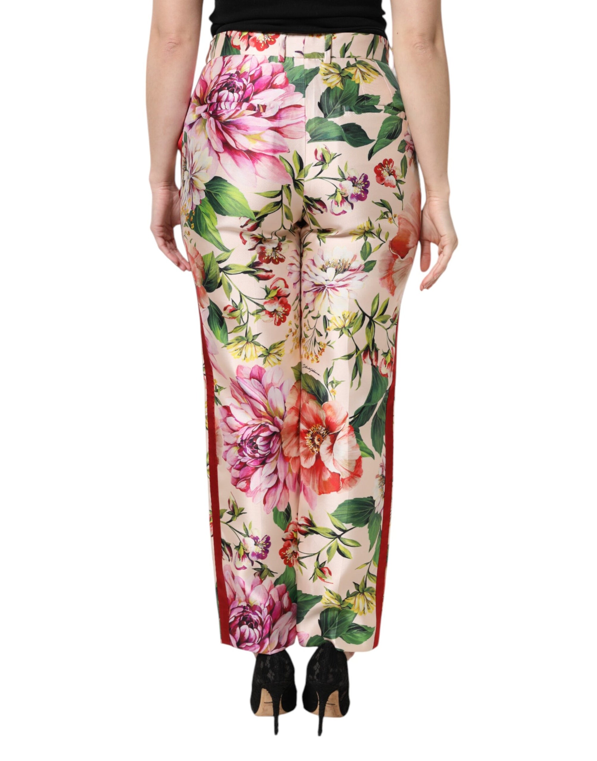 Dolce &amp; Gabbana Multicolor Floral High Waist Straight Pants
