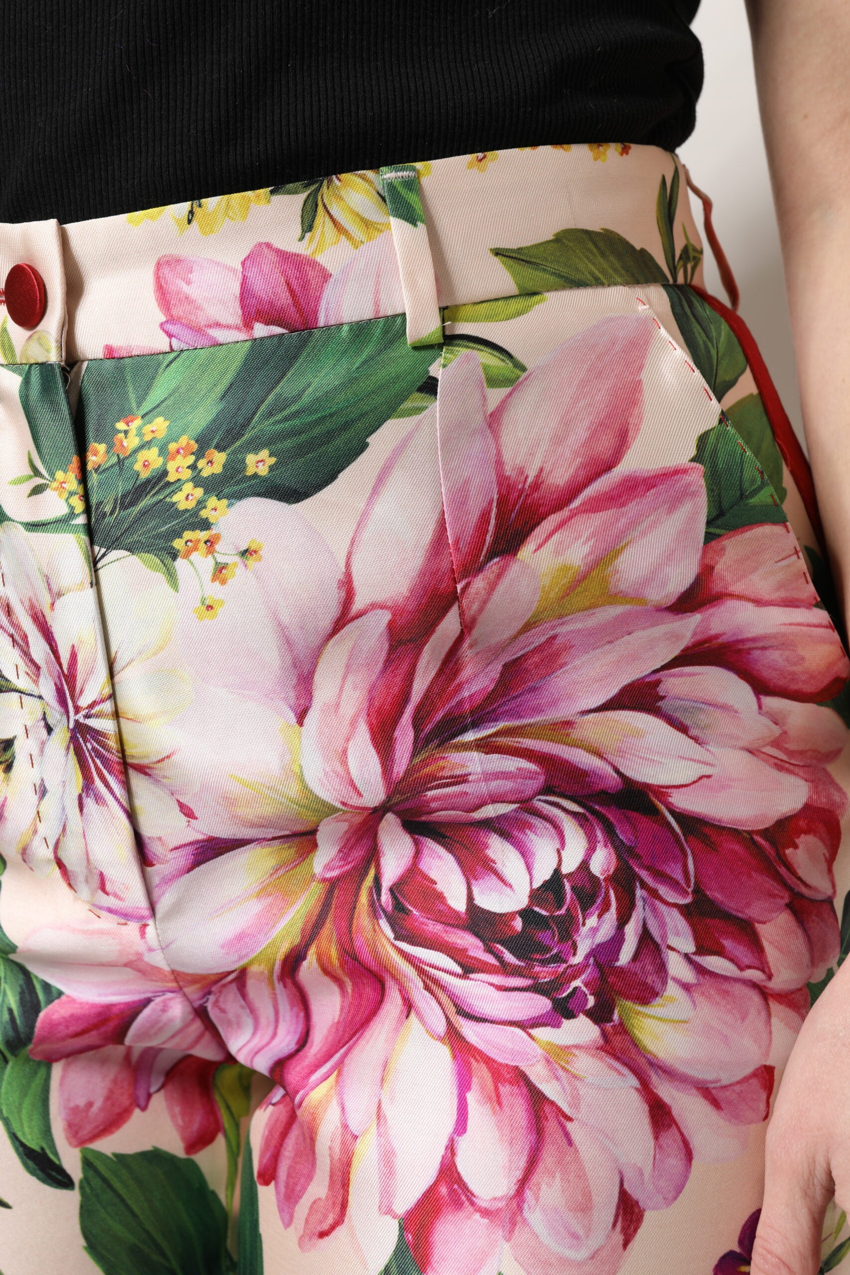 Dolce &amp; Gabbana Multicolor Floral High Waist Straight Pants