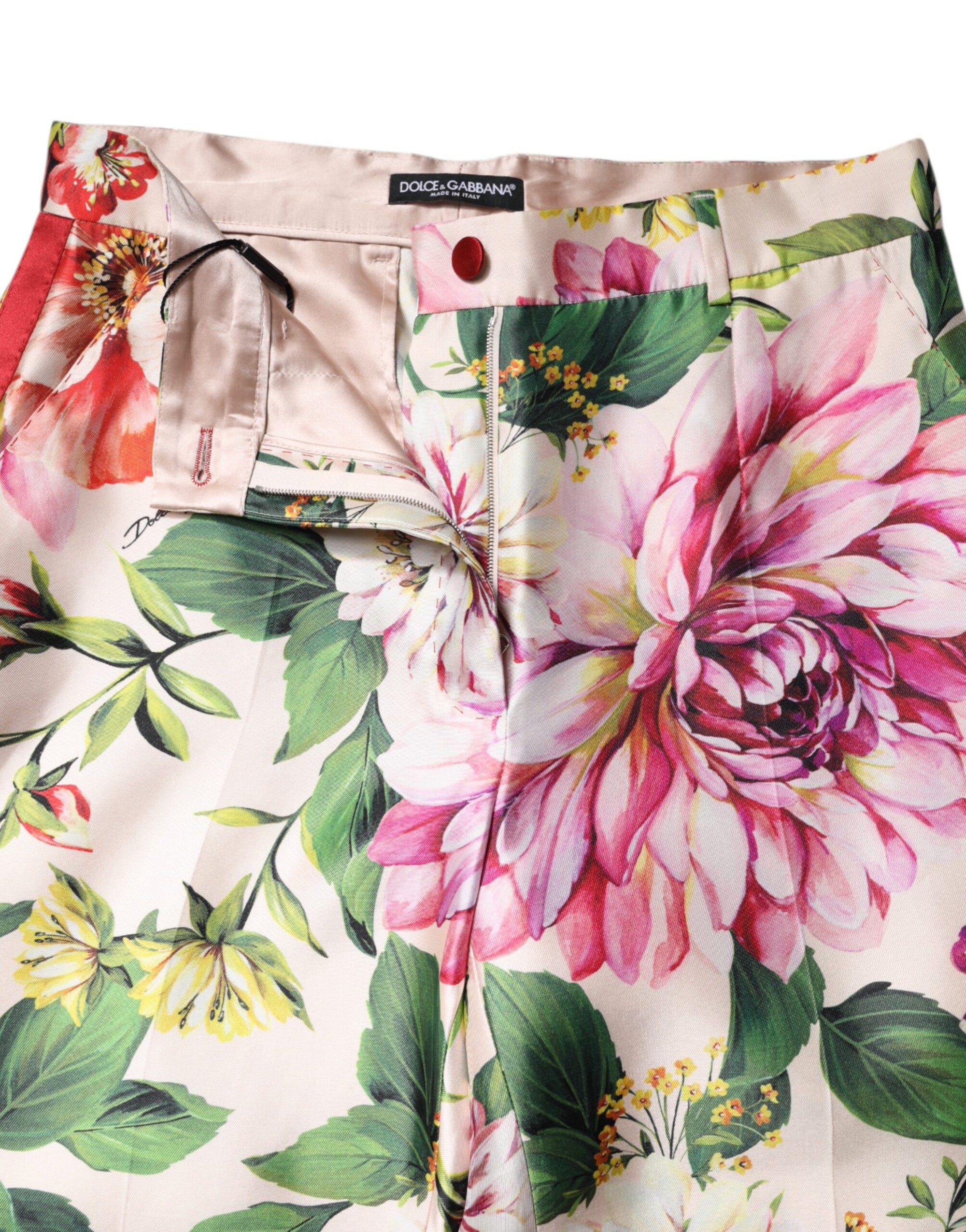 Dolce &amp; Gabbana Multicolor Floral High Waist Straight Pants