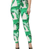 Pantalon taille haute Dolce &amp; Gabbana blanc à feuilles vertes