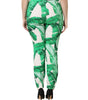 Pantalon taille haute Dolce &amp; Gabbana blanc à feuilles vertes