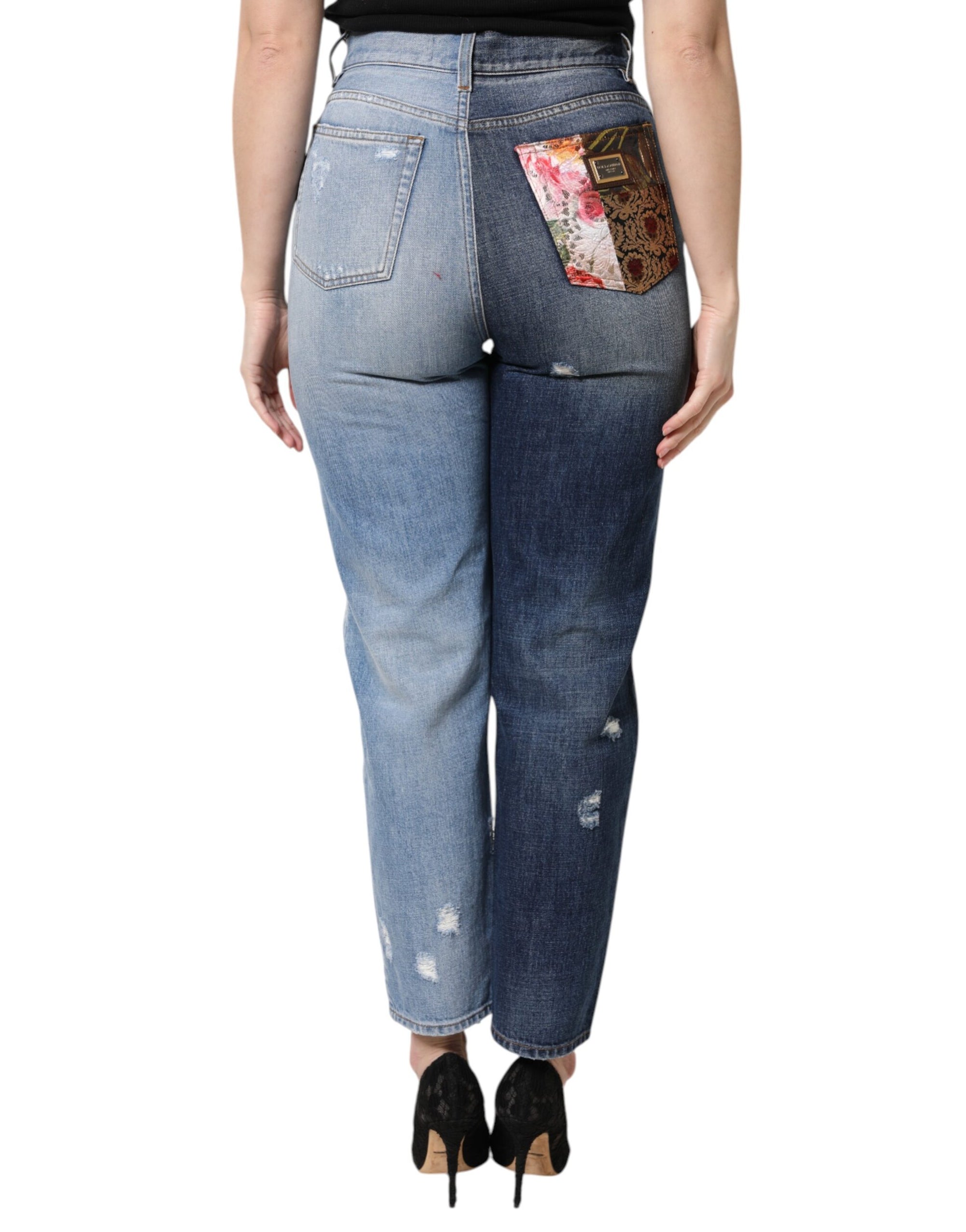 Dolce &amp; Gabbana Multicolor Patchwork High Waist Denim Jeans