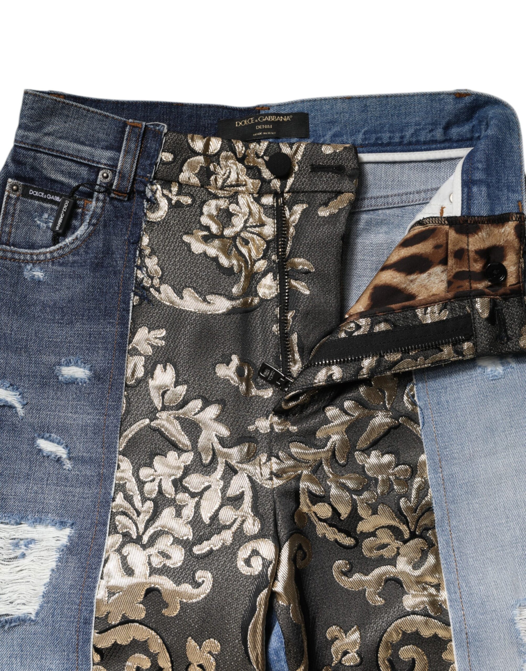 Dolce &amp; Gabbana Multicolor Patchwork High Waist Denim Jeans
