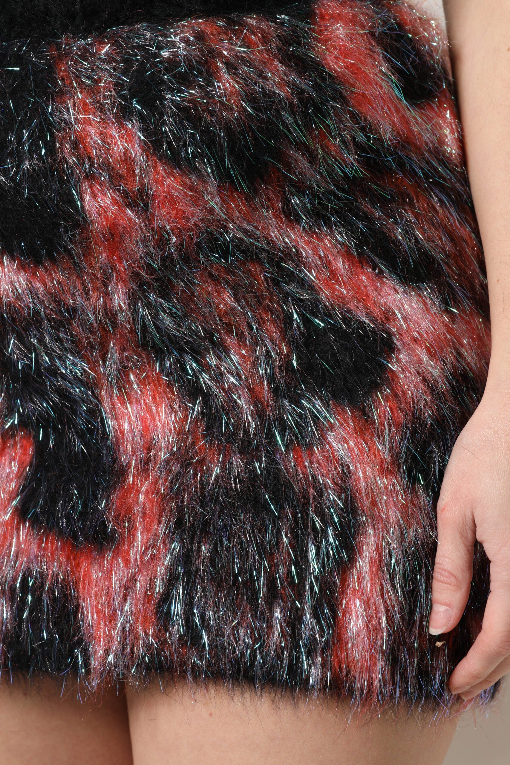 Dolce &amp; Gabbana Multicolor Plush High Waist Mini Skirt