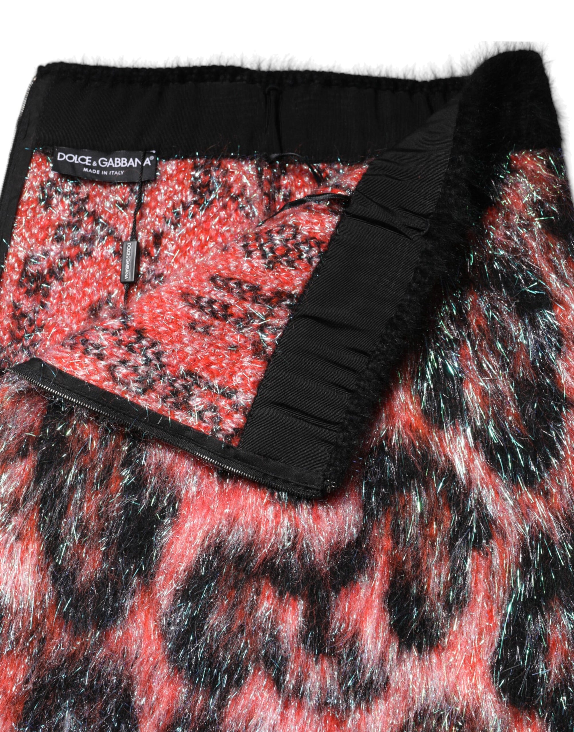 Dolce &amp; Gabbana Multicolor Plush High Waist Mini Skirt
