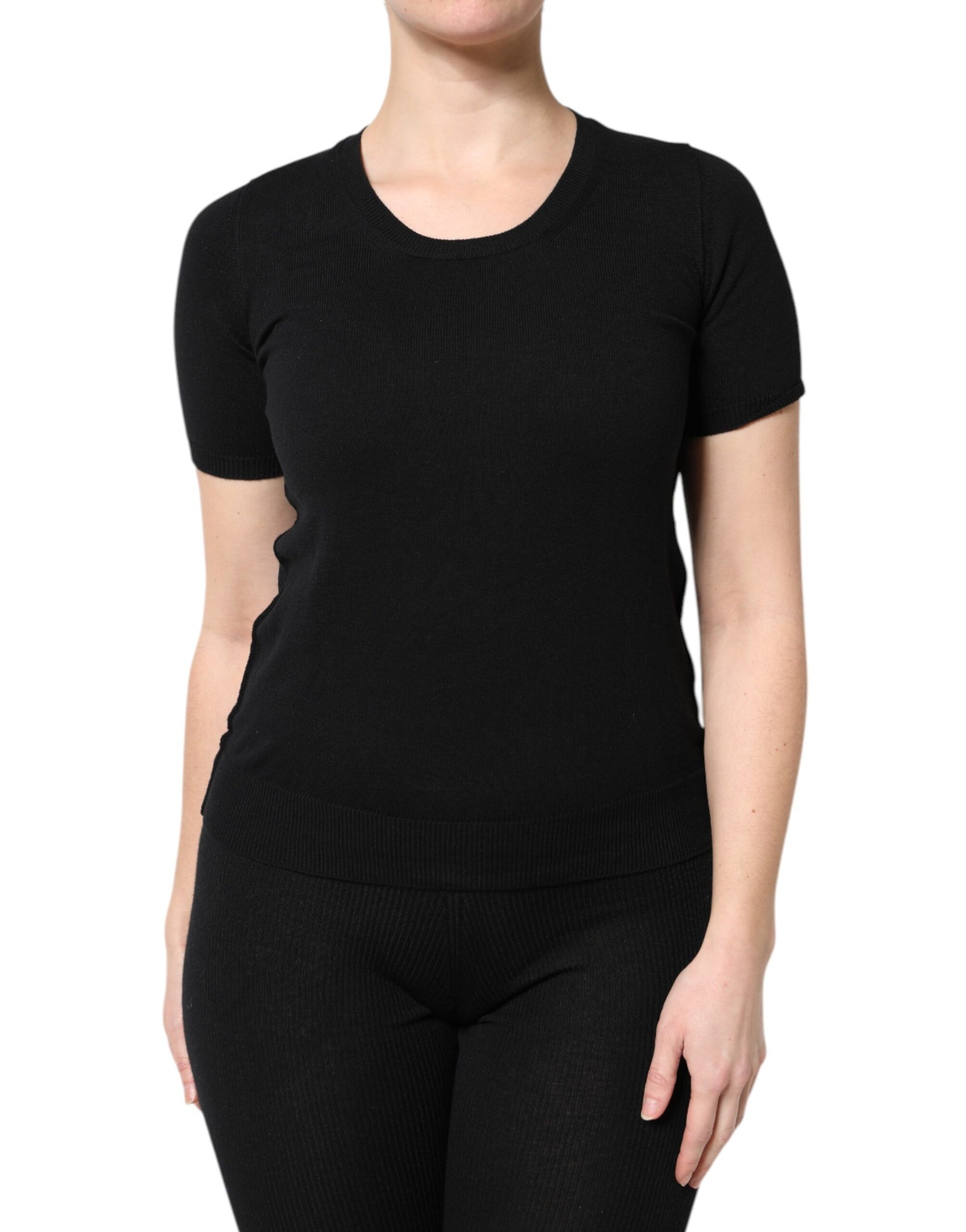 T-shirt à manches courtes et col rond en coton noir Dolce &amp; Gabbana
