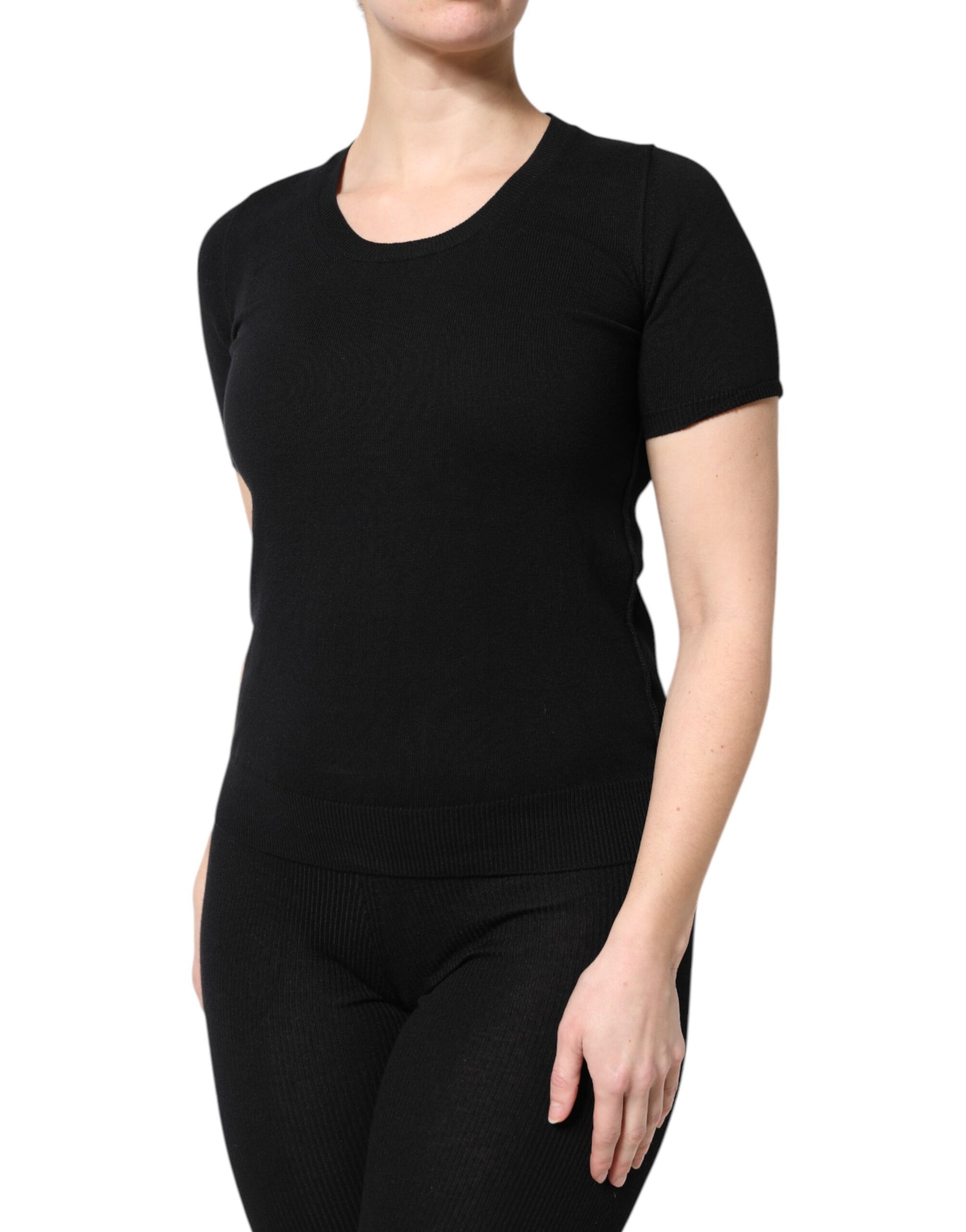 T-shirt à manches courtes et col rond en coton noir Dolce & Gabbana
