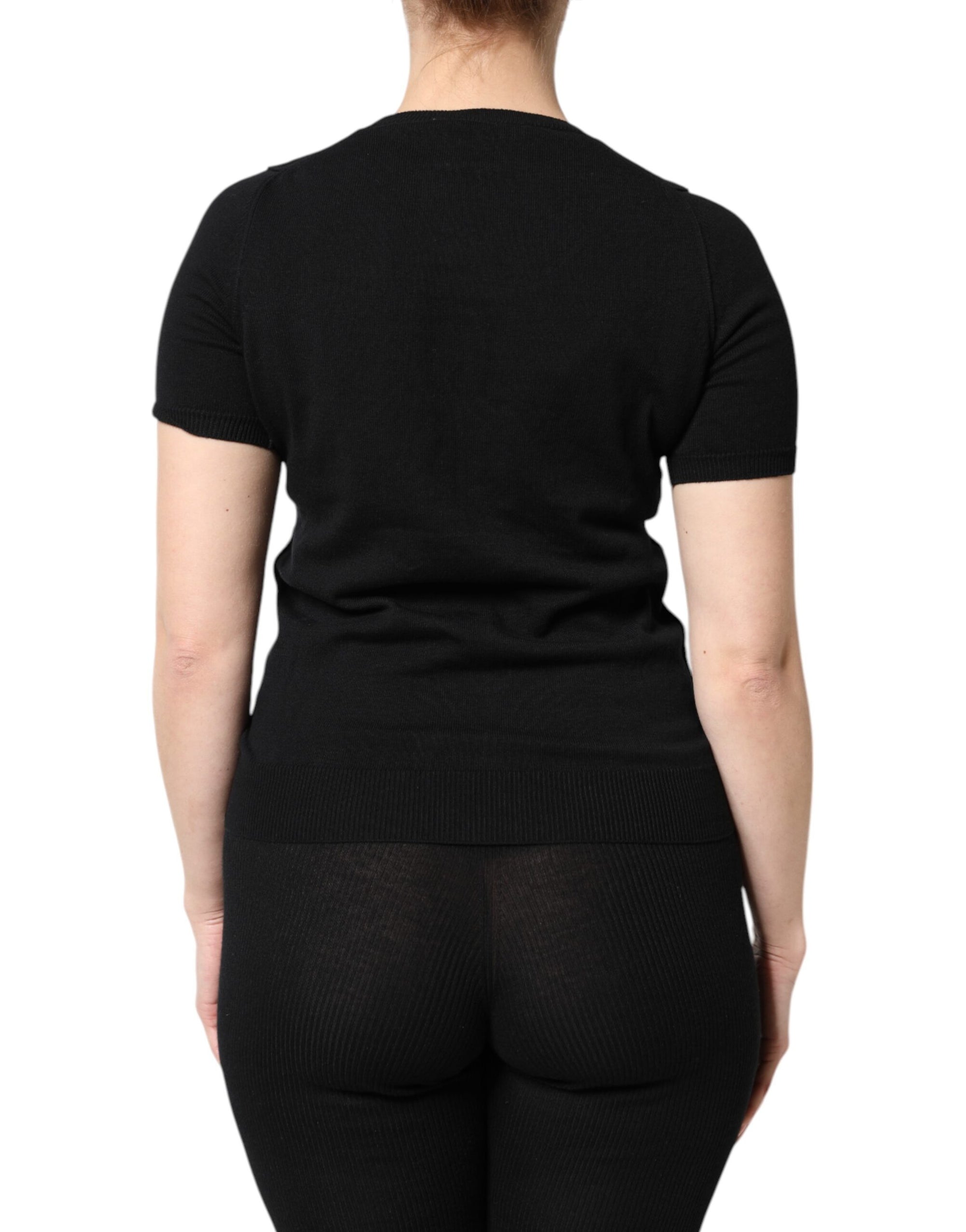 T-shirt à manches courtes et col rond en coton noir Dolce & Gabbana