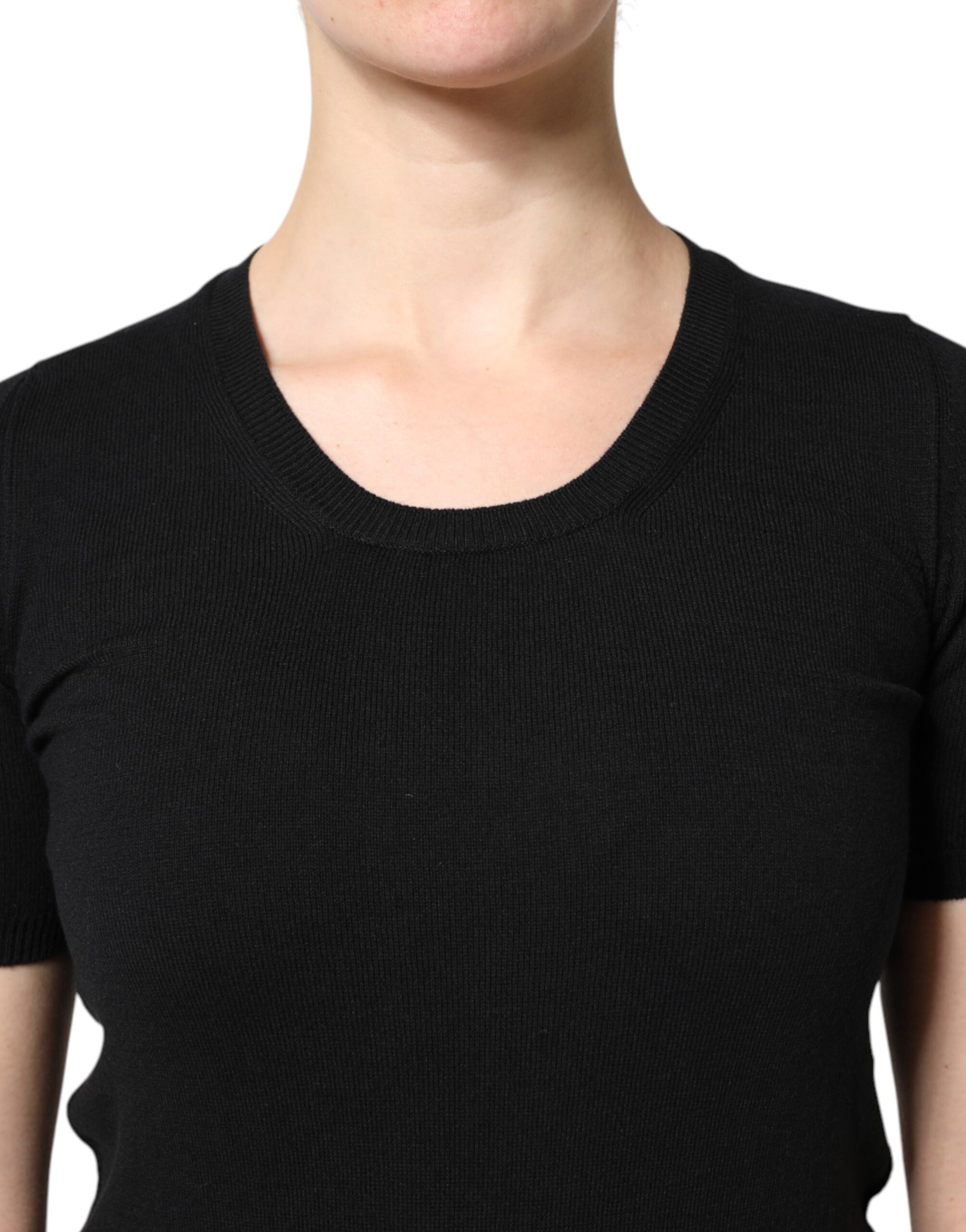 T-shirt à manches courtes et col rond en coton noir Dolce & Gabbana