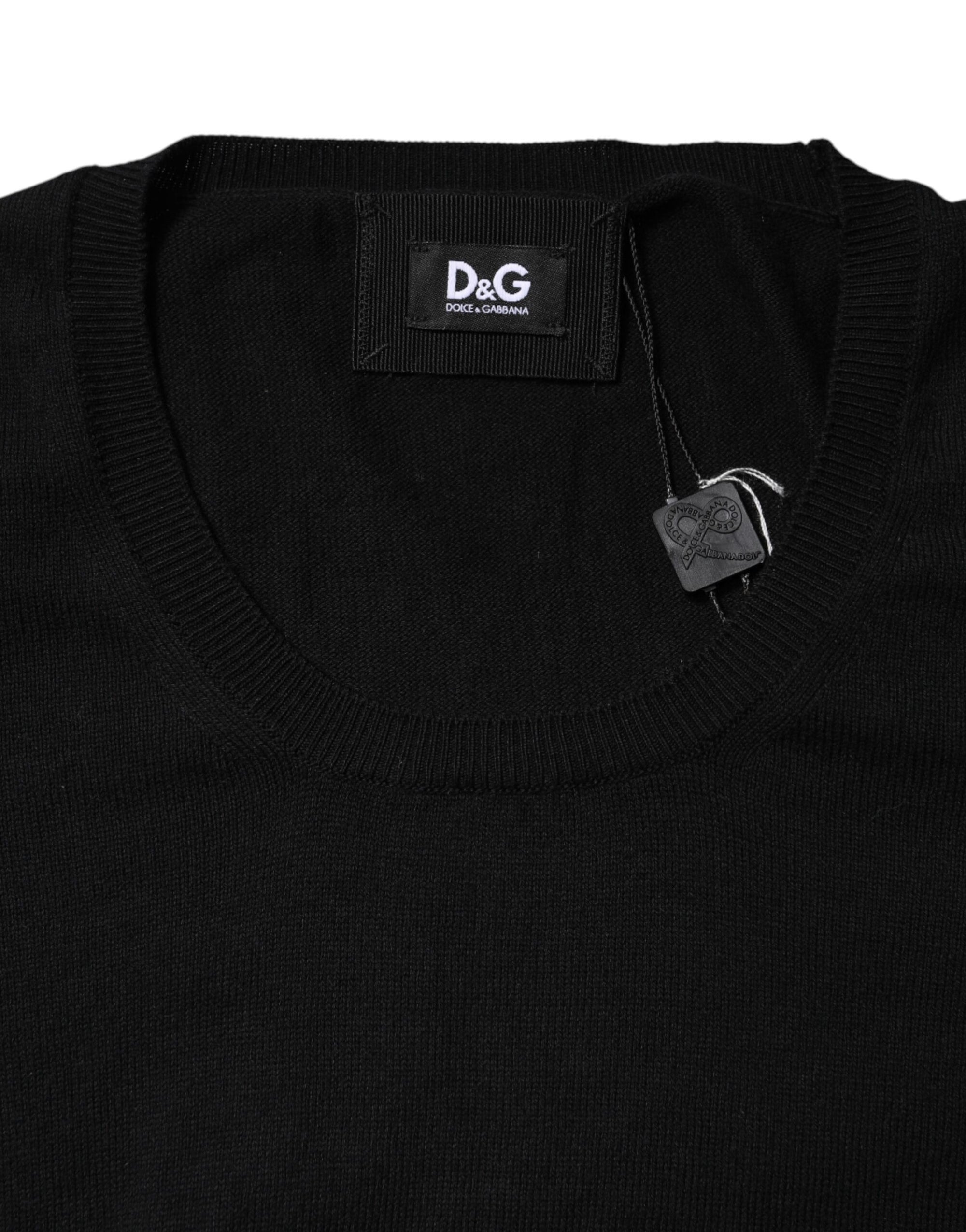 T-shirt à manches courtes et col rond en coton noir Dolce & Gabbana