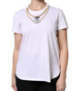 T-shirt col rond en coton à chaîne blanche et perles Dolce & Gabbana
