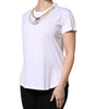 T-shirt col rond en coton à chaîne blanche et perles Dolce & Gabbana