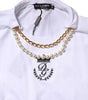 T-shirt col rond en coton à chaîne blanche et perles Dolce & Gabbana