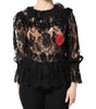 Dolce &amp; Gabbana Black Cotton Floral Lace Women Blouse Top