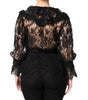 Dolce &amp; Gabbana Black Cotton Floral Lace Women Blouse Top