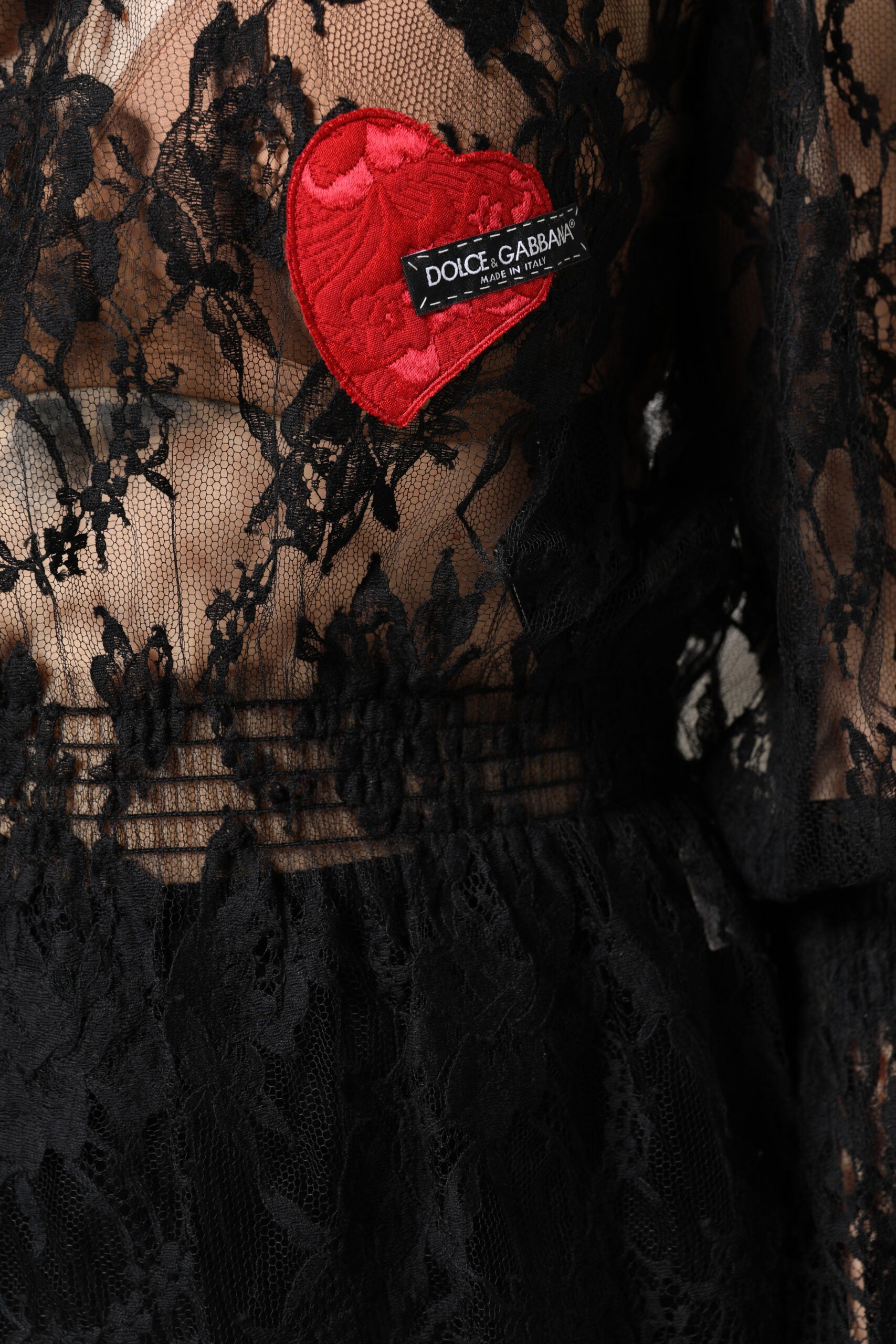 Dolce &amp; Gabbana Black Cotton Floral Lace Women Blouse Top