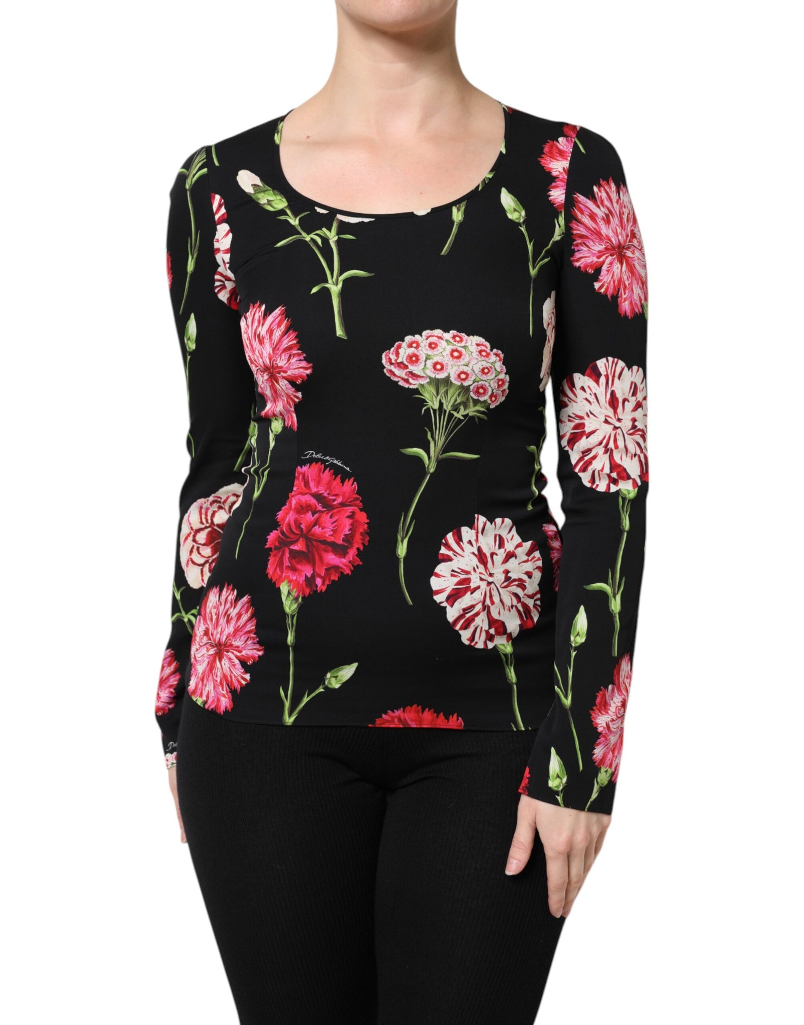 Chemisier à manches longues et imprimé floral noir Dolce &amp; Gabbana pour femme