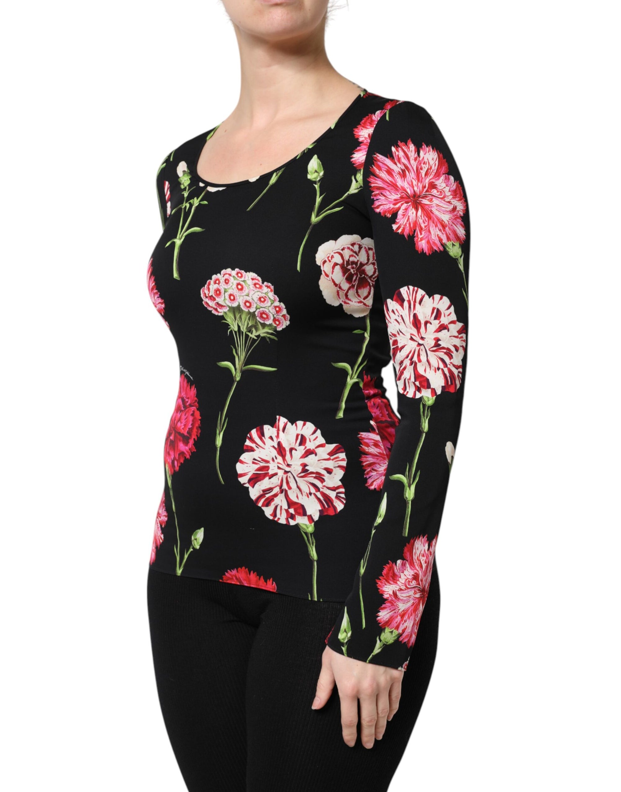 Chemisier à manches longues et imprimé floral noir Dolce &amp; Gabbana pour femme