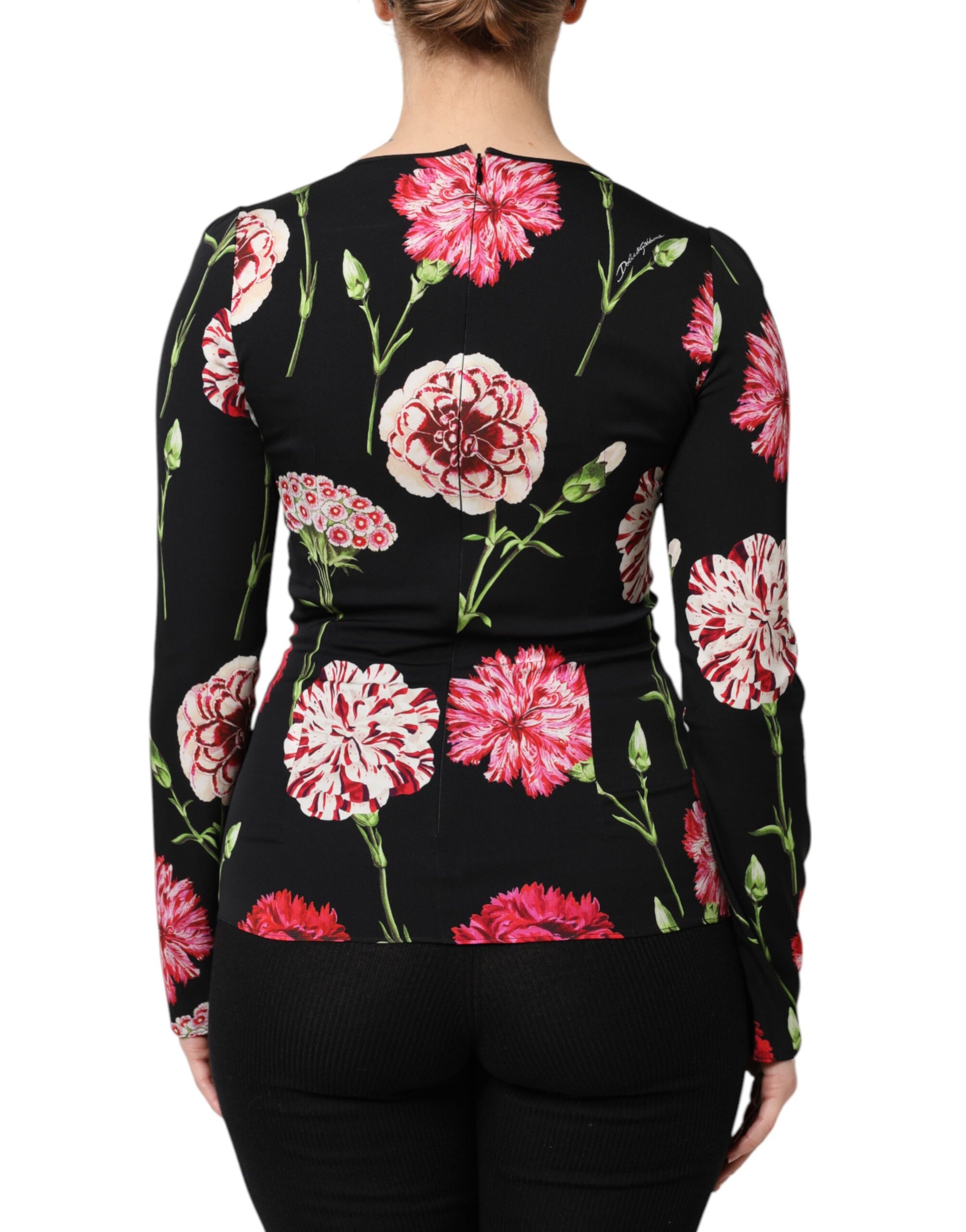 Chemisier à manches longues et imprimé floral noir Dolce &amp; Gabbana pour femme