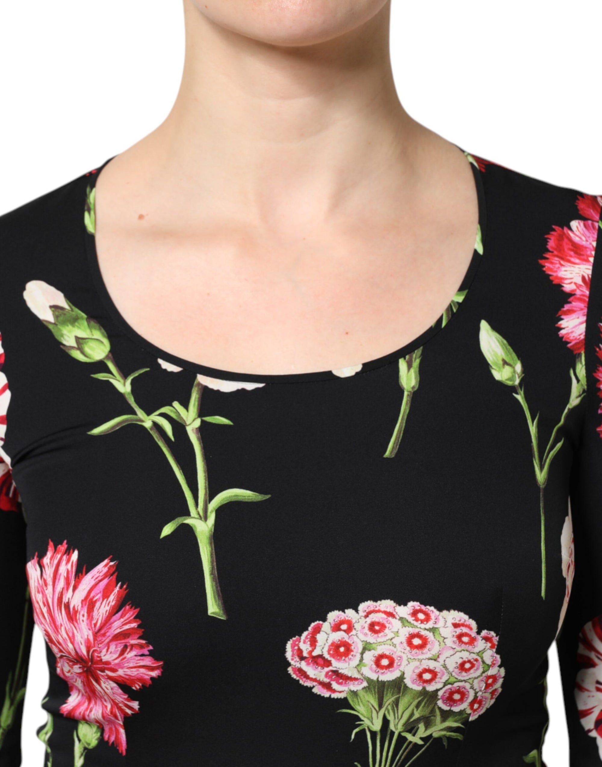 Chemisier à manches longues et imprimé floral noir Dolce &amp; Gabbana pour femme