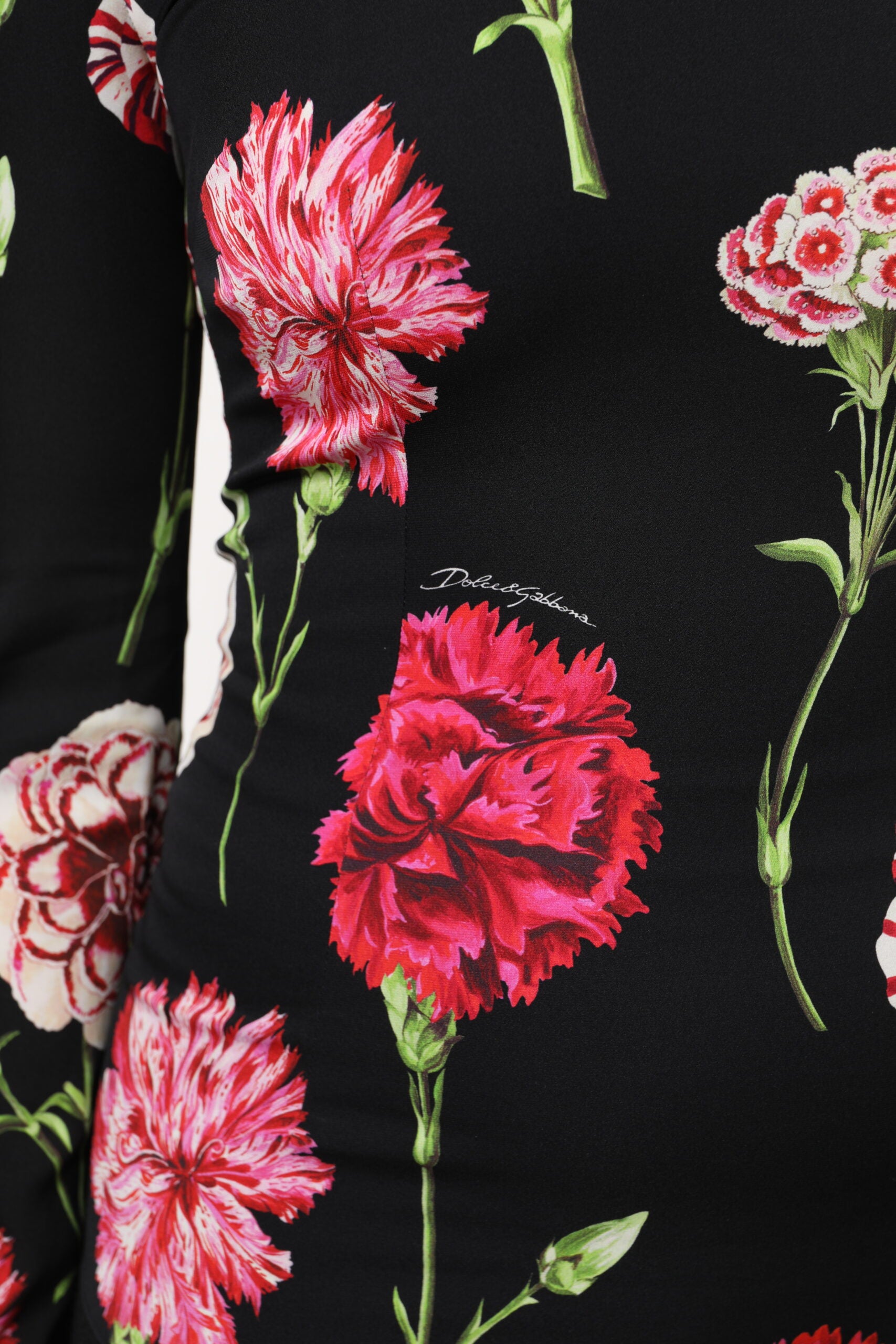Chemisier à manches longues et imprimé floral noir Dolce &amp; Gabbana pour femme