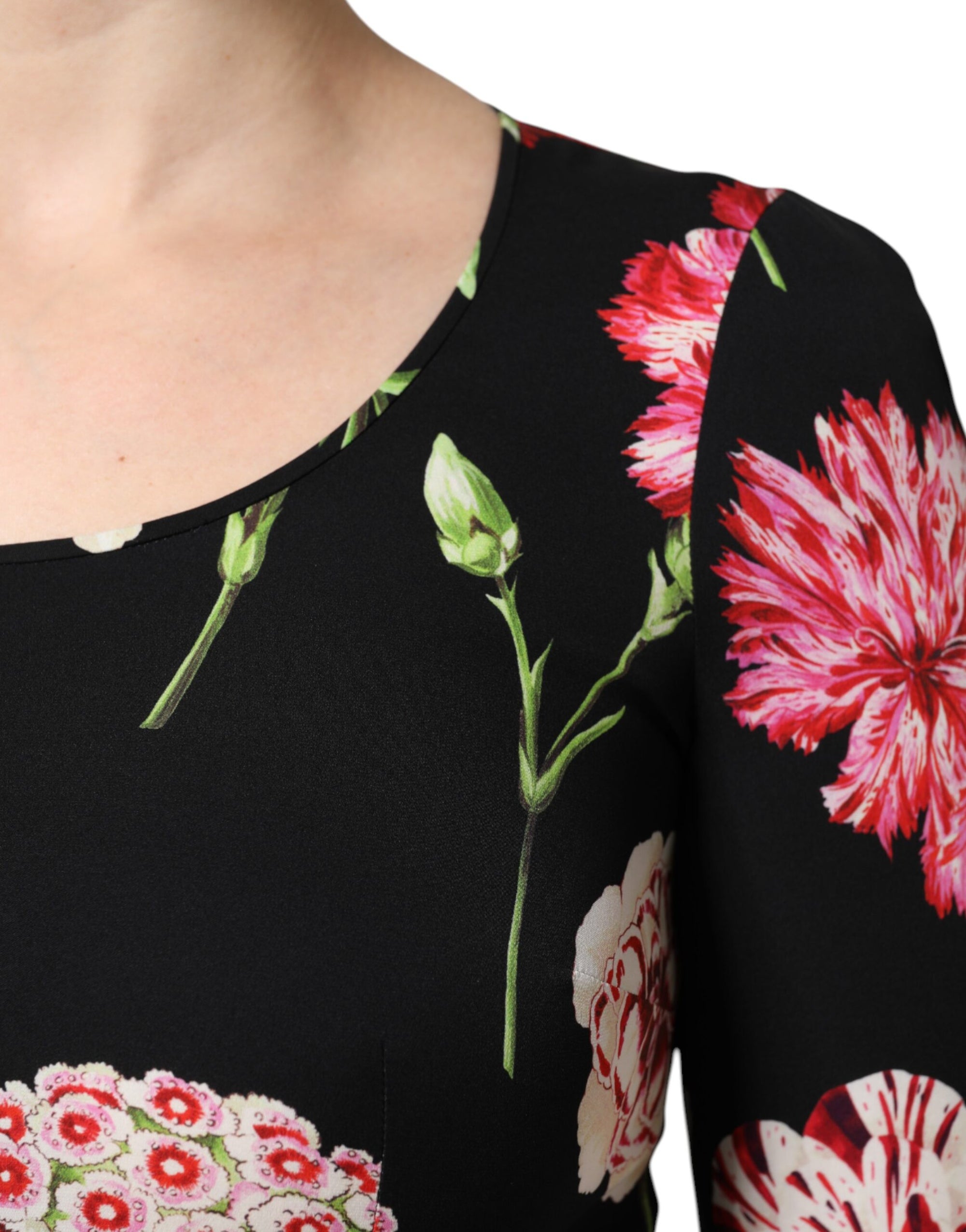Chemisier à manches longues et imprimé floral noir Dolce &amp; Gabbana pour femme
