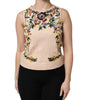 Dolce &amp; Gabbana Beige Floral Embroidery Sleeveless Tank Top