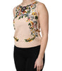 Dolce &amp; Gabbana Beige Floral Embroidery Sleeveless Tank Top