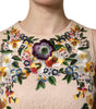 Dolce &amp; Gabbana Beige Floral Embroidery Sleeveless Tank Top