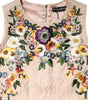 Dolce &amp; Gabbana Beige Floral Embroidery Sleeveless Tank Top
