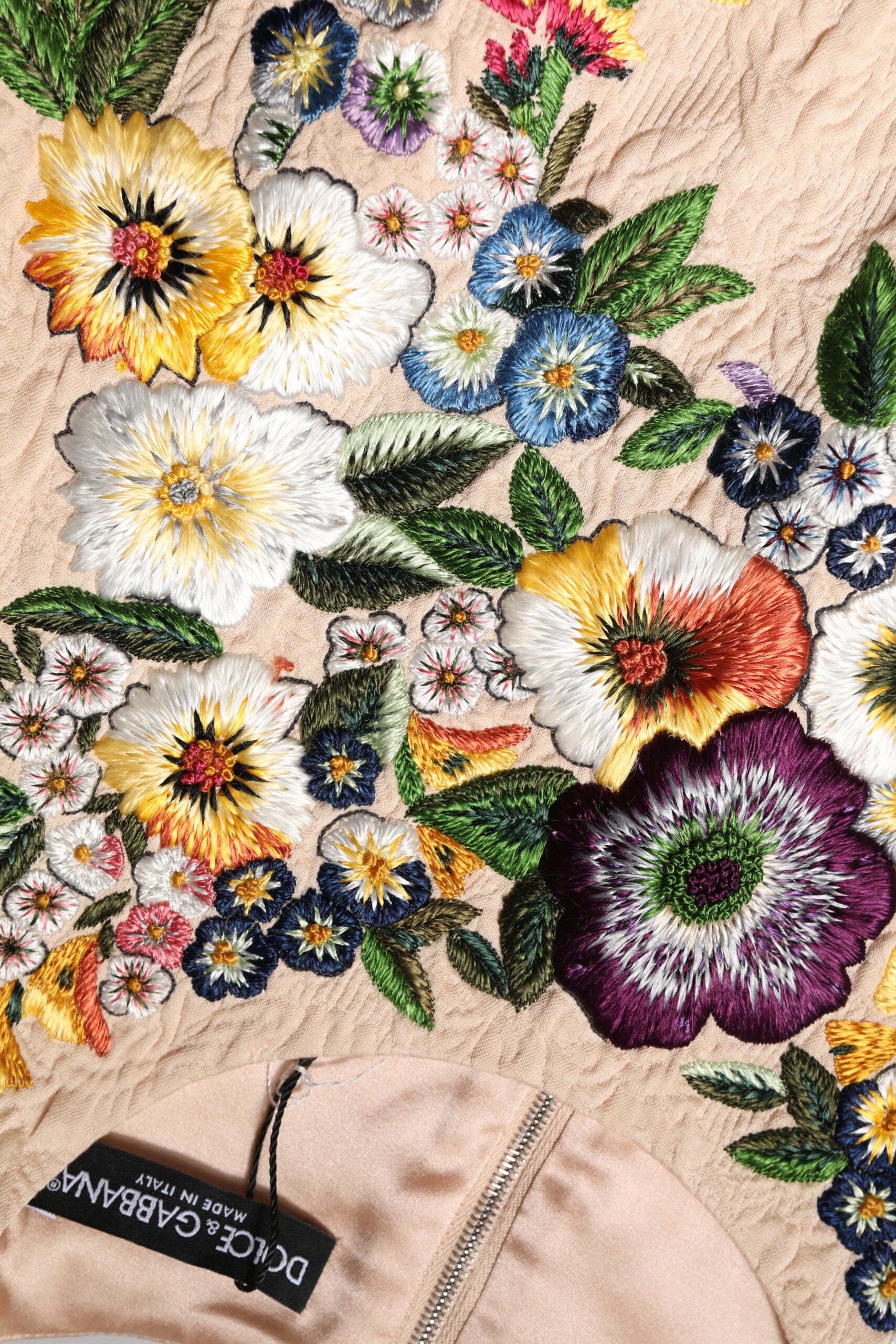 Dolce &amp; Gabbana Beige Floral Embroidery Sleeveless Tank Top