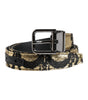 Dolce &amp; Gabbana Multicolor Jacquard Leather Metal Buckle Belt
