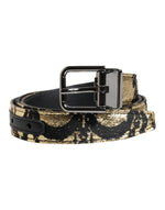 Dolce &amp; Gabbana Multicolor Jacquard Leather Metal Buckle Belt