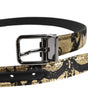 Dolce &amp; Gabbana Multicolor Jacquard Leather Metal Buckle Belt