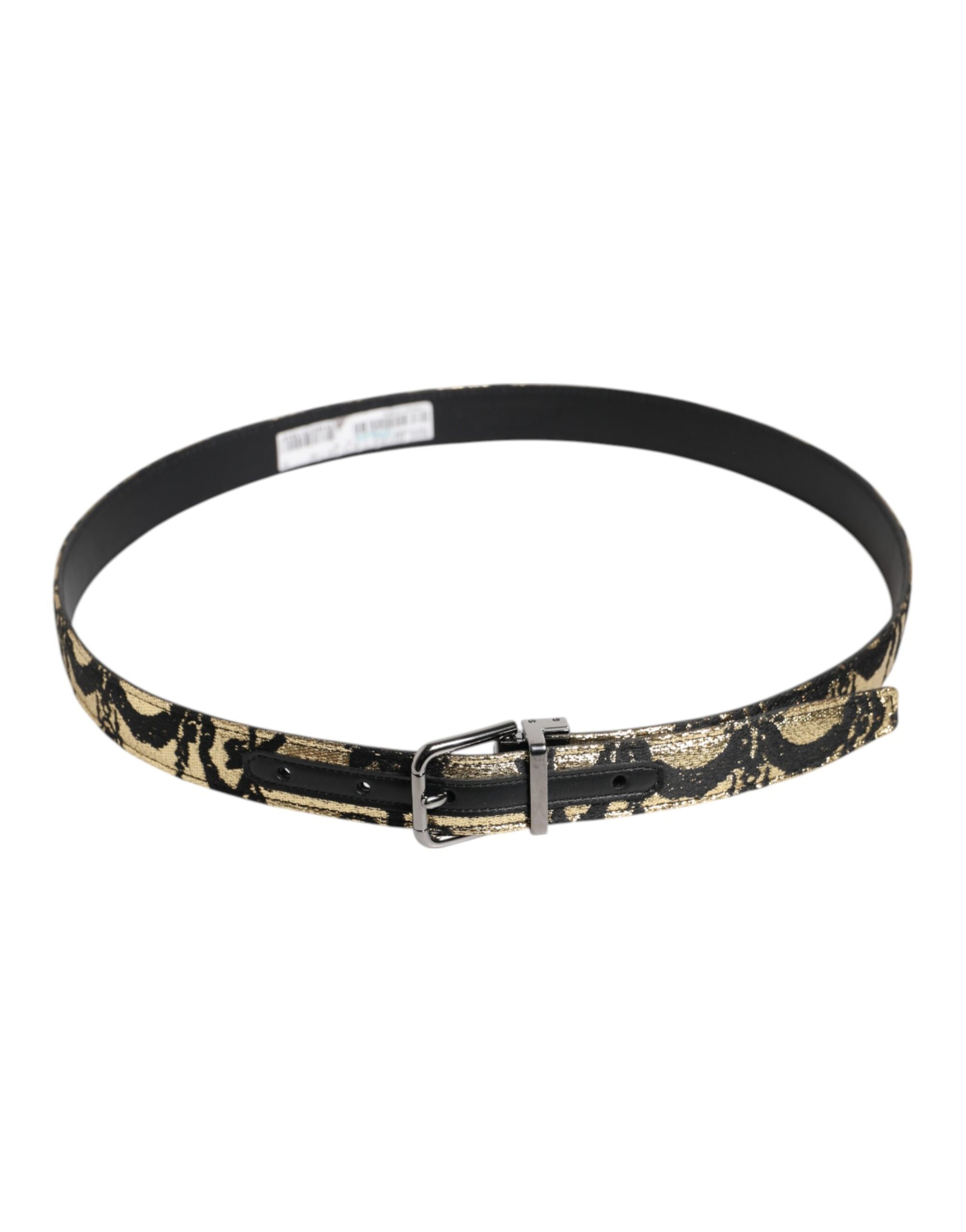 Dolce &amp; Gabbana Multicolor Jacquard Leather Metal Buckle Belt