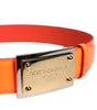 Dolce & Gabbana Orange Gold Tone Metal Logo Buckle Belt