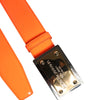 Dolce & Gabbana Orange Gold Tone Metal Logo Buckle Belt