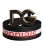 Dolce & Gabbana Black Cotton Logo Print DG Buckle Belt