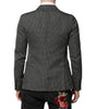 Dolce & Gabbana Black White Patterned Men Suit Coat Blazer