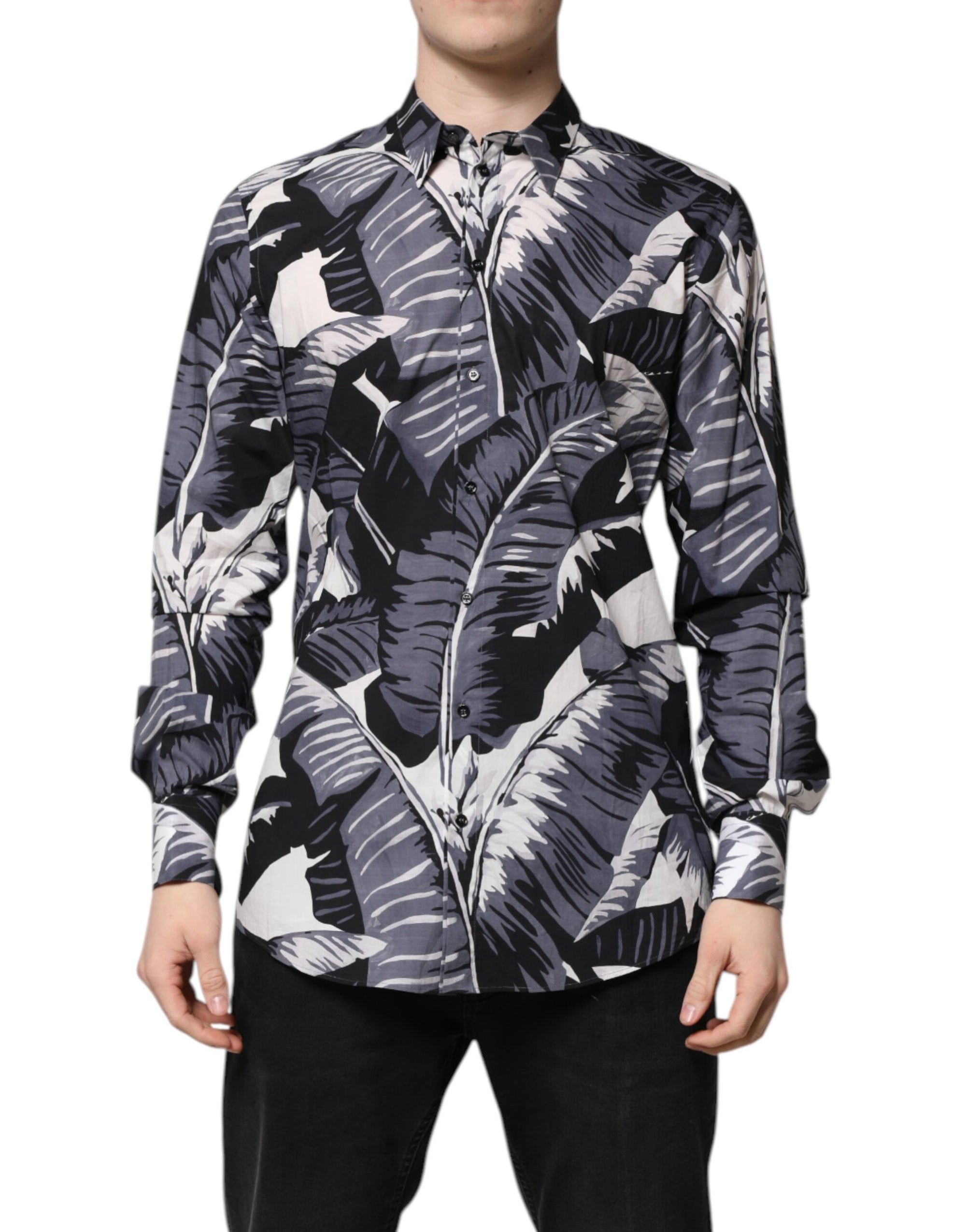 Chemise Dolce & Gabbana en coton multicolore imprimé feuilles de bananier