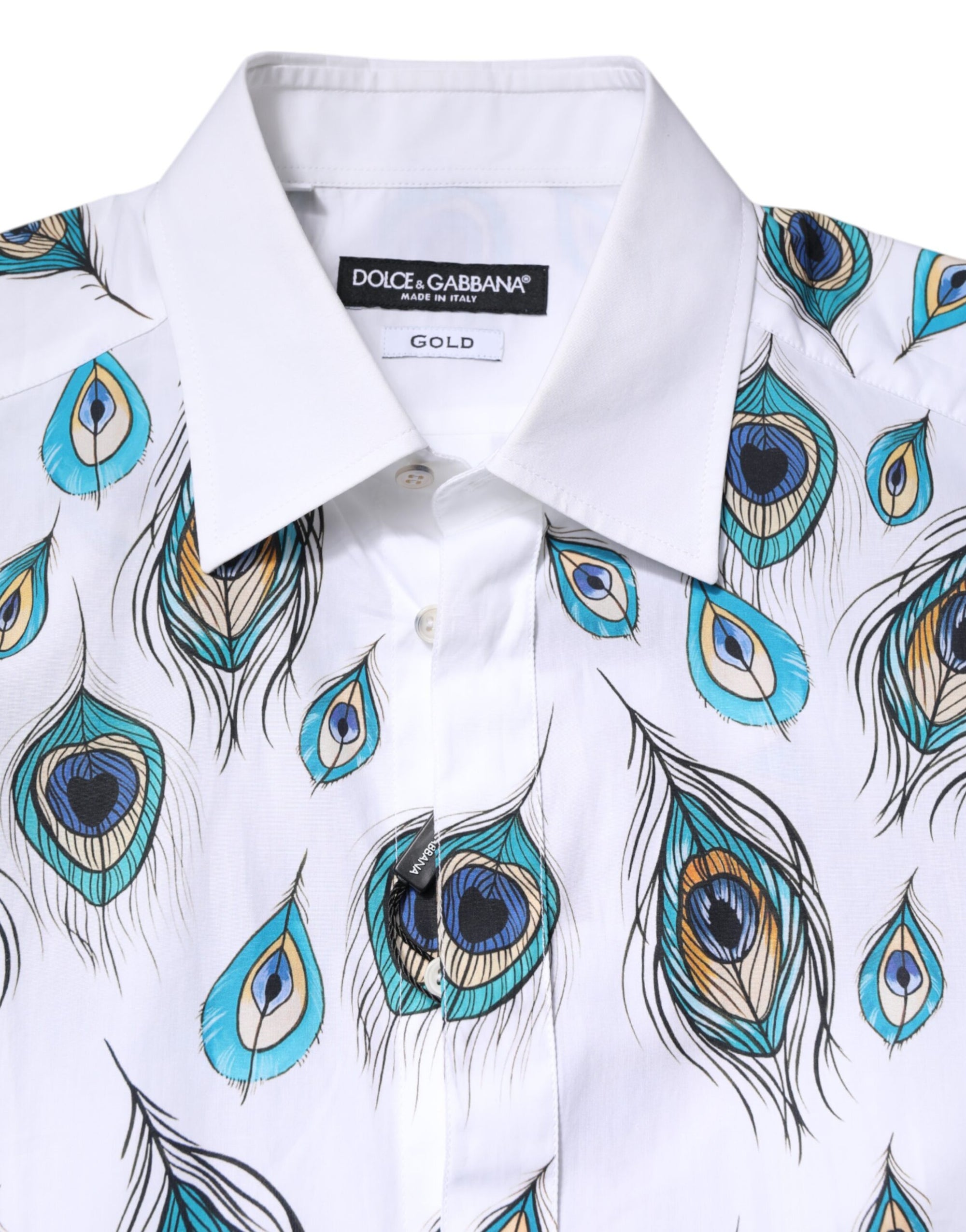 Chemise en coton blanc imprimé plumes Dolce & Gabbana