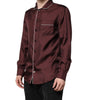 Dolce & Gabbana Burgundy Silk Dotted Long Sleeves Shirt