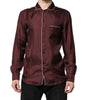 Dolce & Gabbana Burgundy Silk Dotted Long Sleeves Shirt