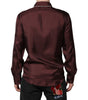 Dolce & Gabbana Burgundy Silk Dotted Long Sleeves Shirt